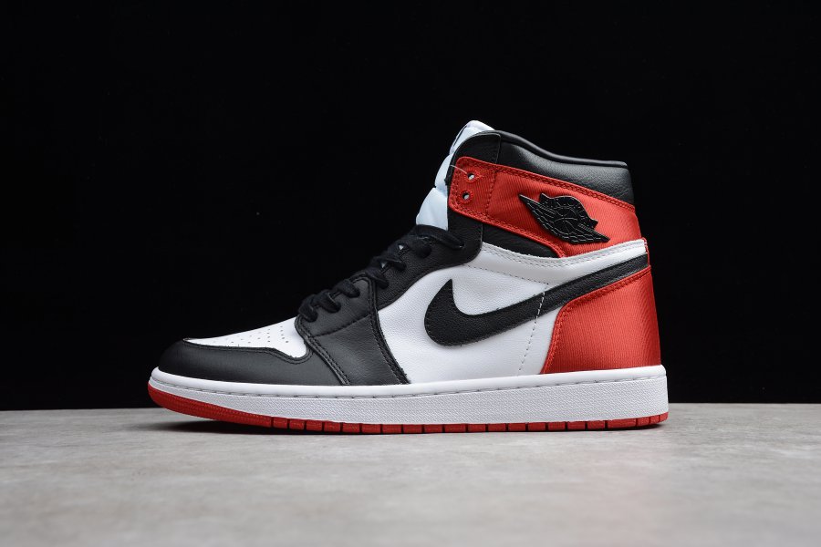 Air Jordan 1 High OG Satin Black Toe Black-White-Varsity Red CD0461-016 Unisex Basketball Shoes